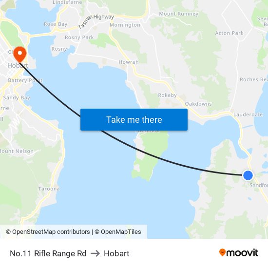 No.11 Rifle Range Rd to Hobart map