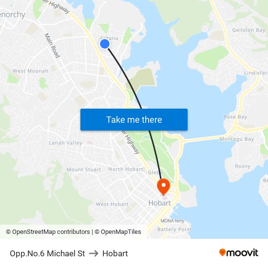 Opp.No.6 Michael St to Hobart map