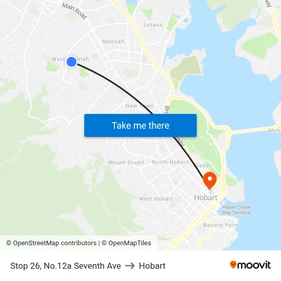 Stop 26, No.12a Seventh Ave to Hobart map
