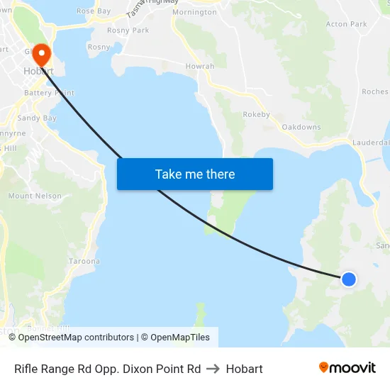 Rifle Range Rd Opp. Dixon Point Rd to Hobart map