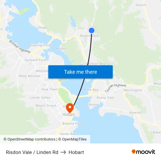 Risdon Vale / Linden Rd to Hobart map