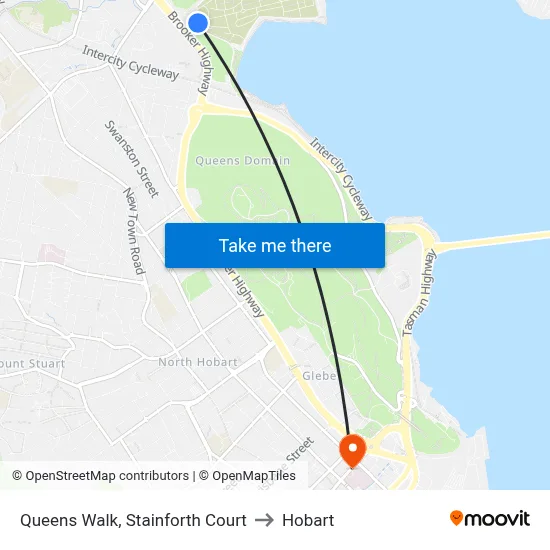 Queens Walk, Stainforth Court to Hobart map