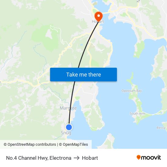 No.4 Channel Hwy, Electrona to Hobart map