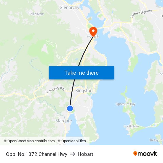 Opp. No.1372 Channel Hwy to Hobart map