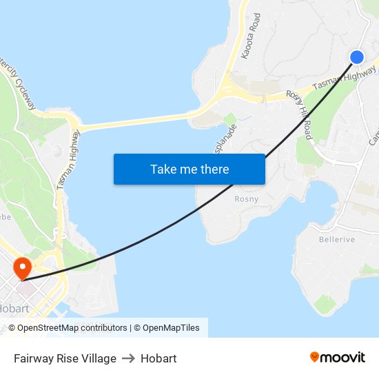 Fairway Rise Village to Hobart map