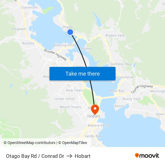 Otago Bay Rd / Conrad Dr to Hobart map