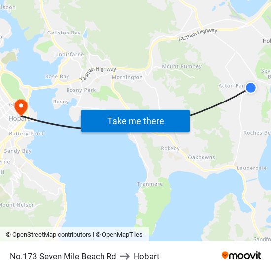 No.173 Seven Mile Beach Rd to Hobart map