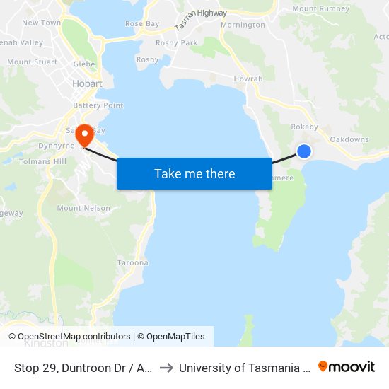 Stop 29, Duntroon Dr / Arden Dr to University of Tasmania (UTAS) map