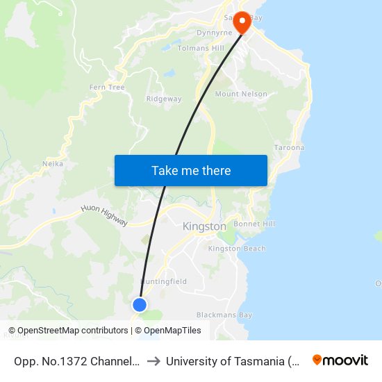 Opp. No.1372 Channel Hwy to University of Tasmania (UTAS) map