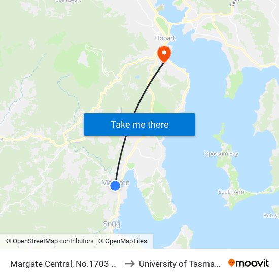 Margate Central, No.1703 Channel Hwy to University of Tasmania (UTAS) map