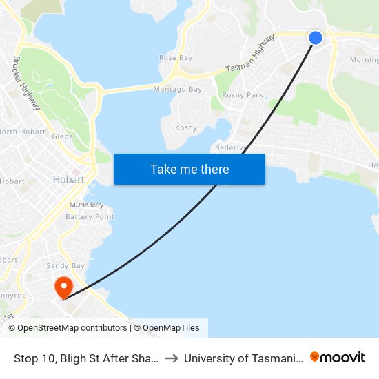 Stop 10, Bligh St After Shackleton St to University of Tasmania (UTAS) map