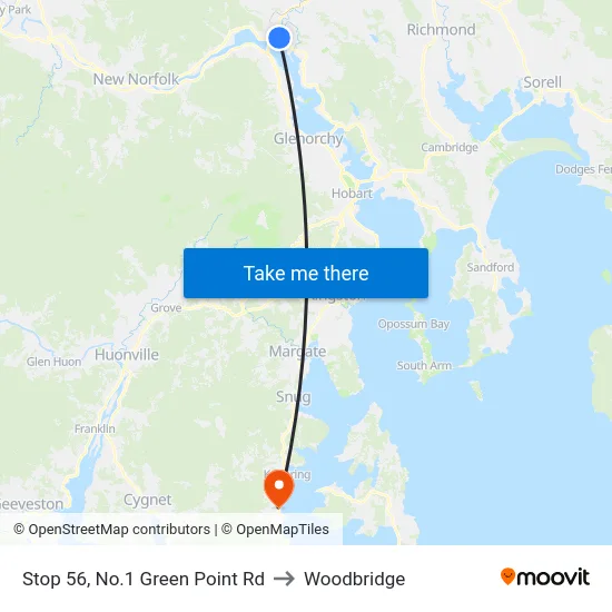 Stop 56, No.1 Green Point Rd to Woodbridge map
