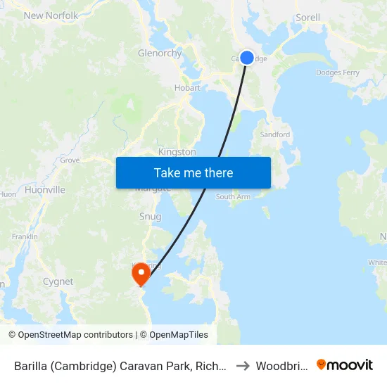 Barilla (Cambridge) Caravan Park, Richmond Rd to Woodbridge map