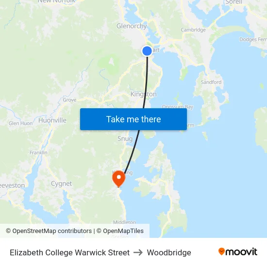 Elizabeth College Warwick Street to Woodbridge map