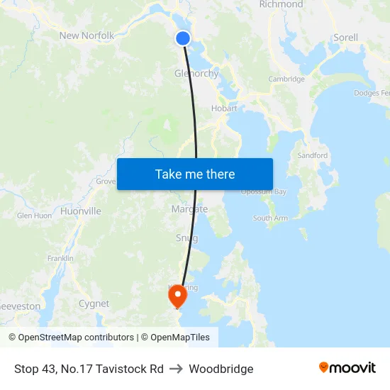 Stop 43, No.17 Tavistock Rd to Woodbridge map