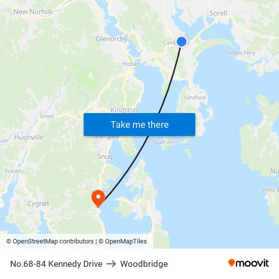 No.68-84 Kennedy Drive to Woodbridge map