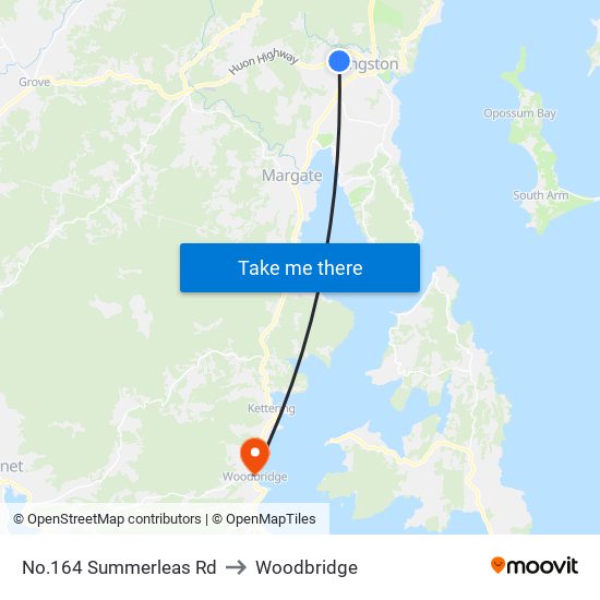 No.164 Summerleas Rd to Woodbridge map