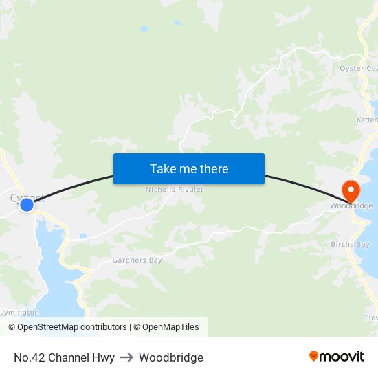 No.42 Channel Hwy to Woodbridge map