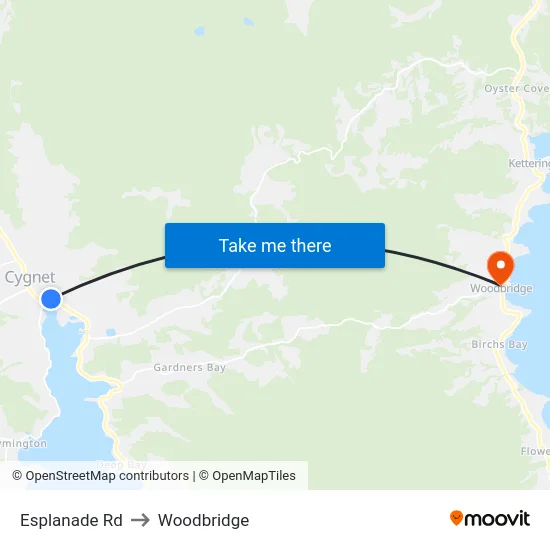 Esplanade Rd to Woodbridge map