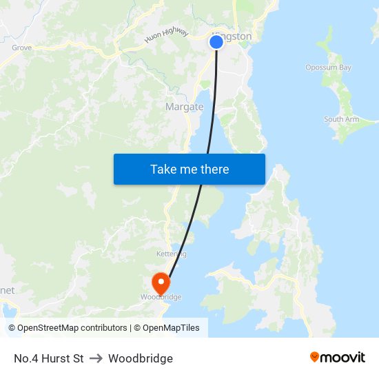 No.4 Hurst St to Woodbridge map