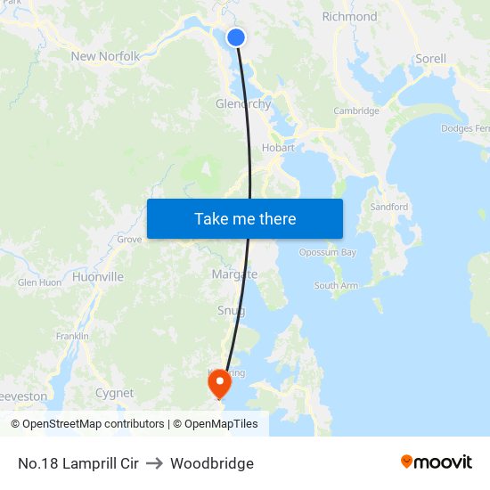 No.18 Lamprill Cir to Woodbridge map