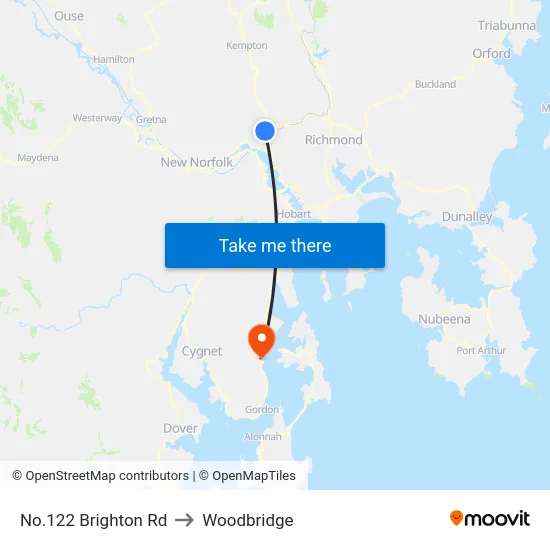 No.122 Brighton Rd to Woodbridge map