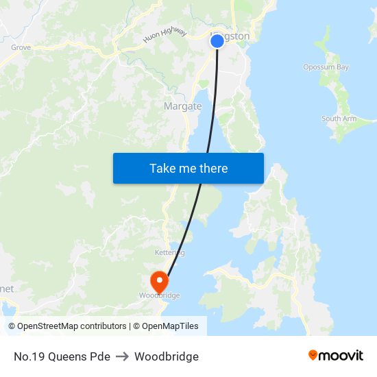 No.19 Queens Pde to Woodbridge map