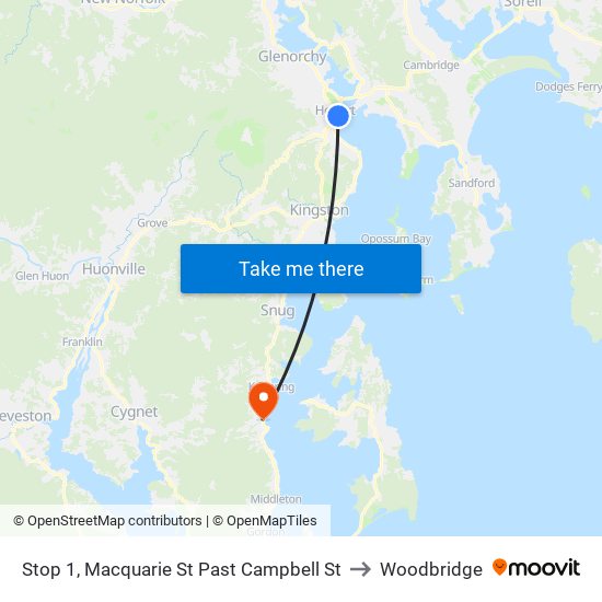 Stop 1, Macquarie St Past Campbell St to Woodbridge map