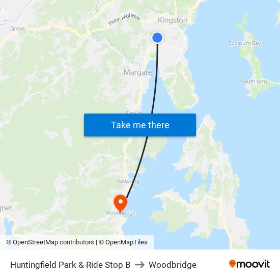 Huntingfield Park & Ride Stop B to Woodbridge map