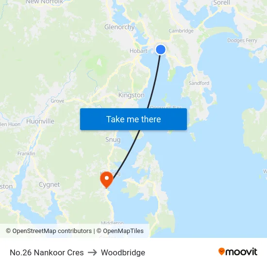 No.26 Nankoor Cres to Woodbridge map