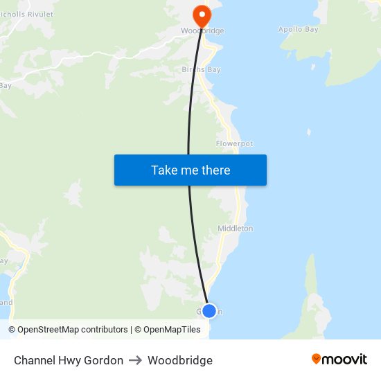 Channel Hwy Gordon to Woodbridge map