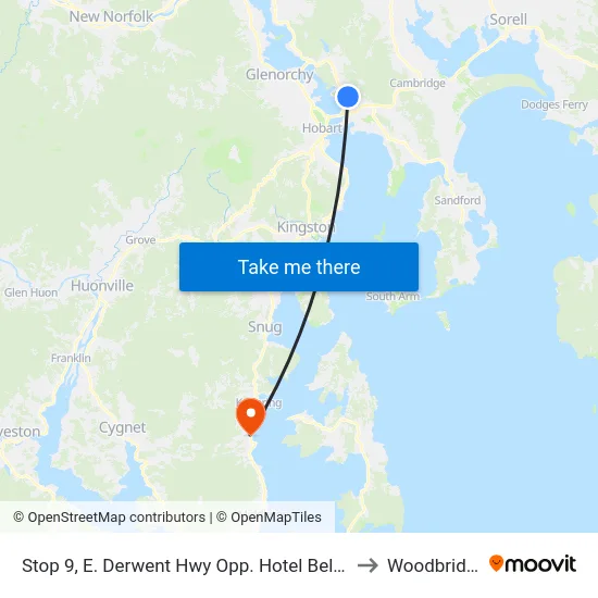 Stop 9, E. Derwent Hwy Opp. Hotel Beltana to Woodbridge map