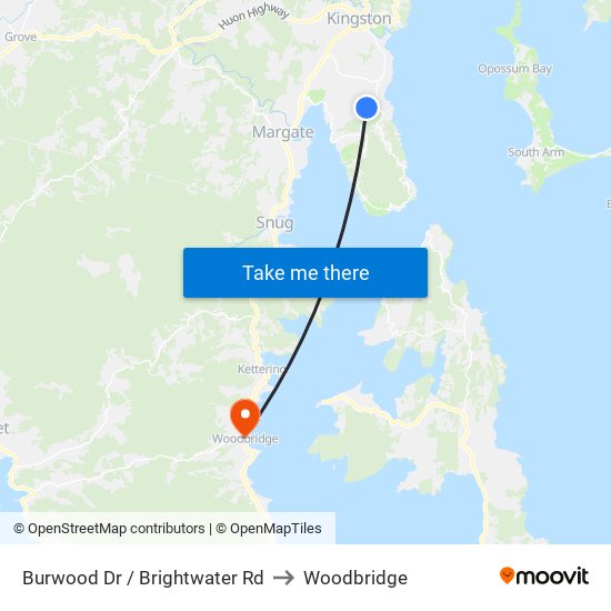 Burwood Dr / Brightwater Rd to Woodbridge map