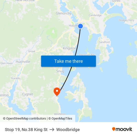 Stop 19, No.38 King St to Woodbridge map