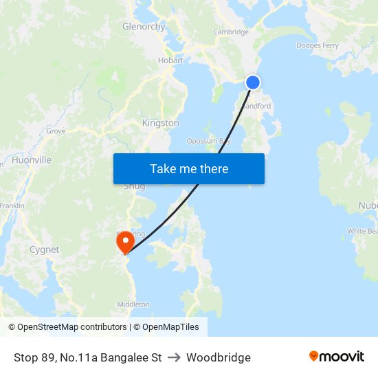 Stop 89, No.11a Bangalee St to Woodbridge map