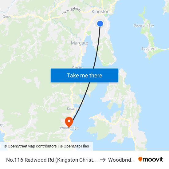 No.116 Redwood Rd (Kingston Christian) to Woodbridge map