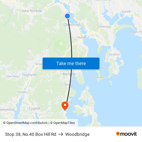 Stop 38, No.40 Box Hill Rd to Woodbridge map