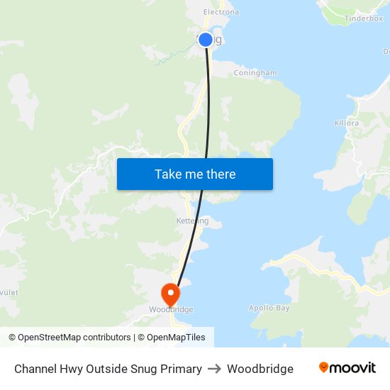 Channel Hwy Outside Snug Primary to Woodbridge map