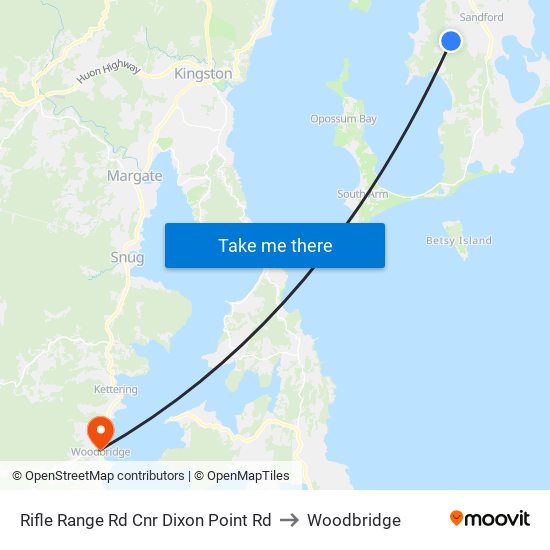 Rifle Range Rd Cnr Dixon Point Rd to Woodbridge map