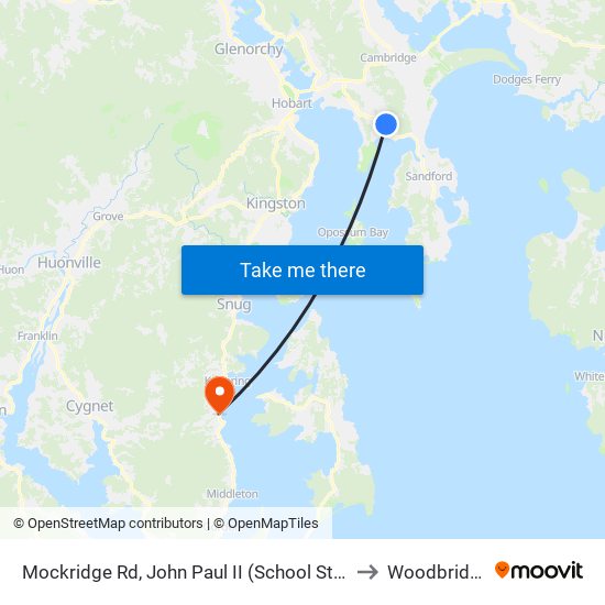 Mockridge Rd, John Paul II (School Stop) to Woodbridge map