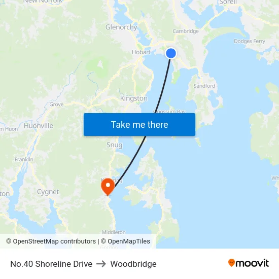 No.40 Shoreline Drive to Woodbridge map
