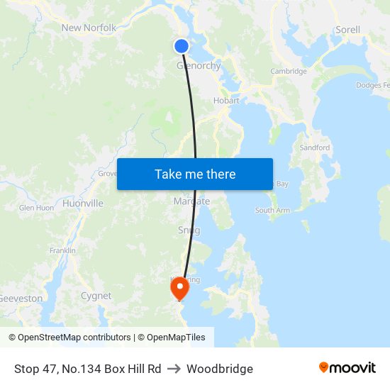 Stop 47, No.134 Box Hill Rd to Woodbridge map