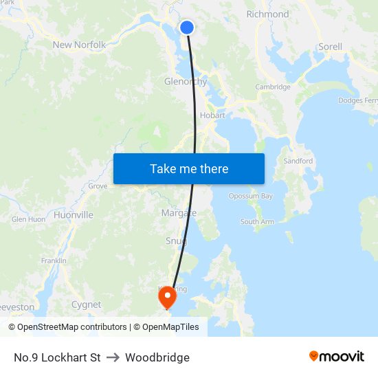 No.9 Lockhart St to Woodbridge map