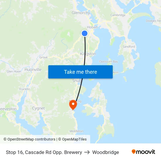 Stop 16, Cascade Rd Opp. Brewery to Woodbridge map