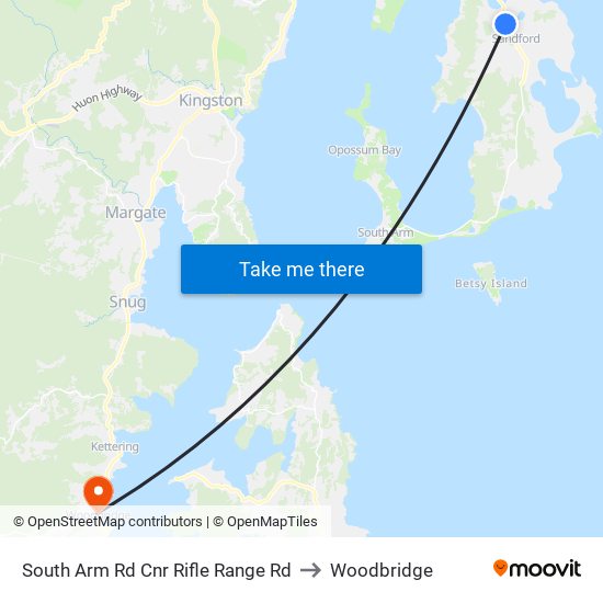 South Arm Rd Cnr Rifle Range Rd to Woodbridge map