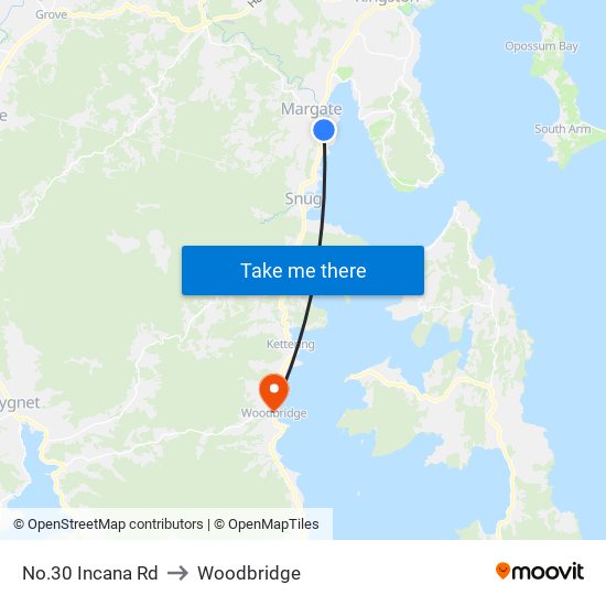 No.30 Incana Rd to Woodbridge map