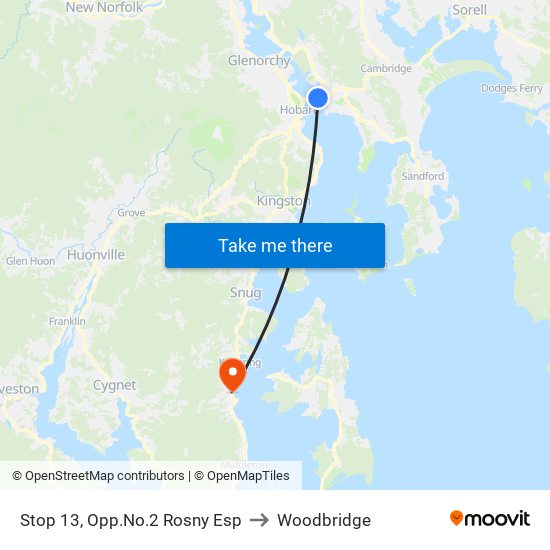 Stop 13, Opp.No.2 Rosny Esp to Woodbridge map