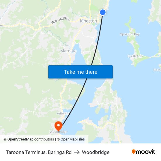 Taroona Terminus, Baringa Rd to Woodbridge map