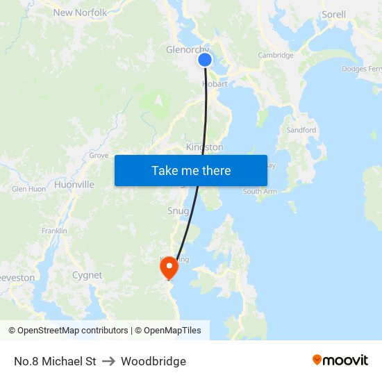 No.8 Michael St to Woodbridge map