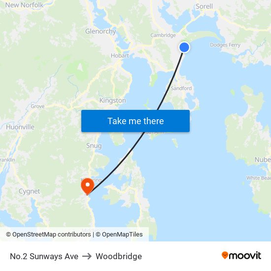 No.2 Sunways Ave to Woodbridge map